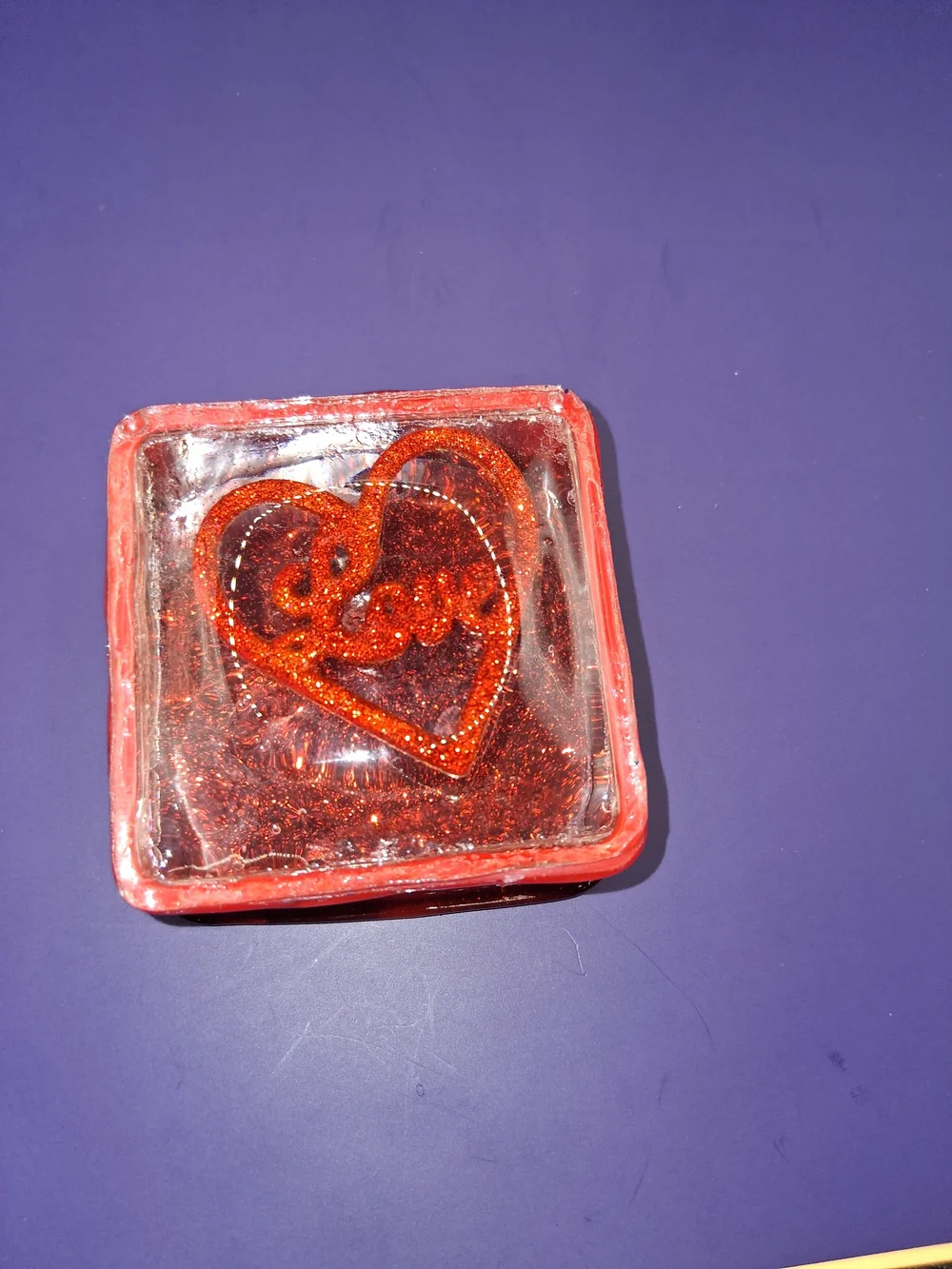 Handmade Red And Black Trinket Box with Heart Motif